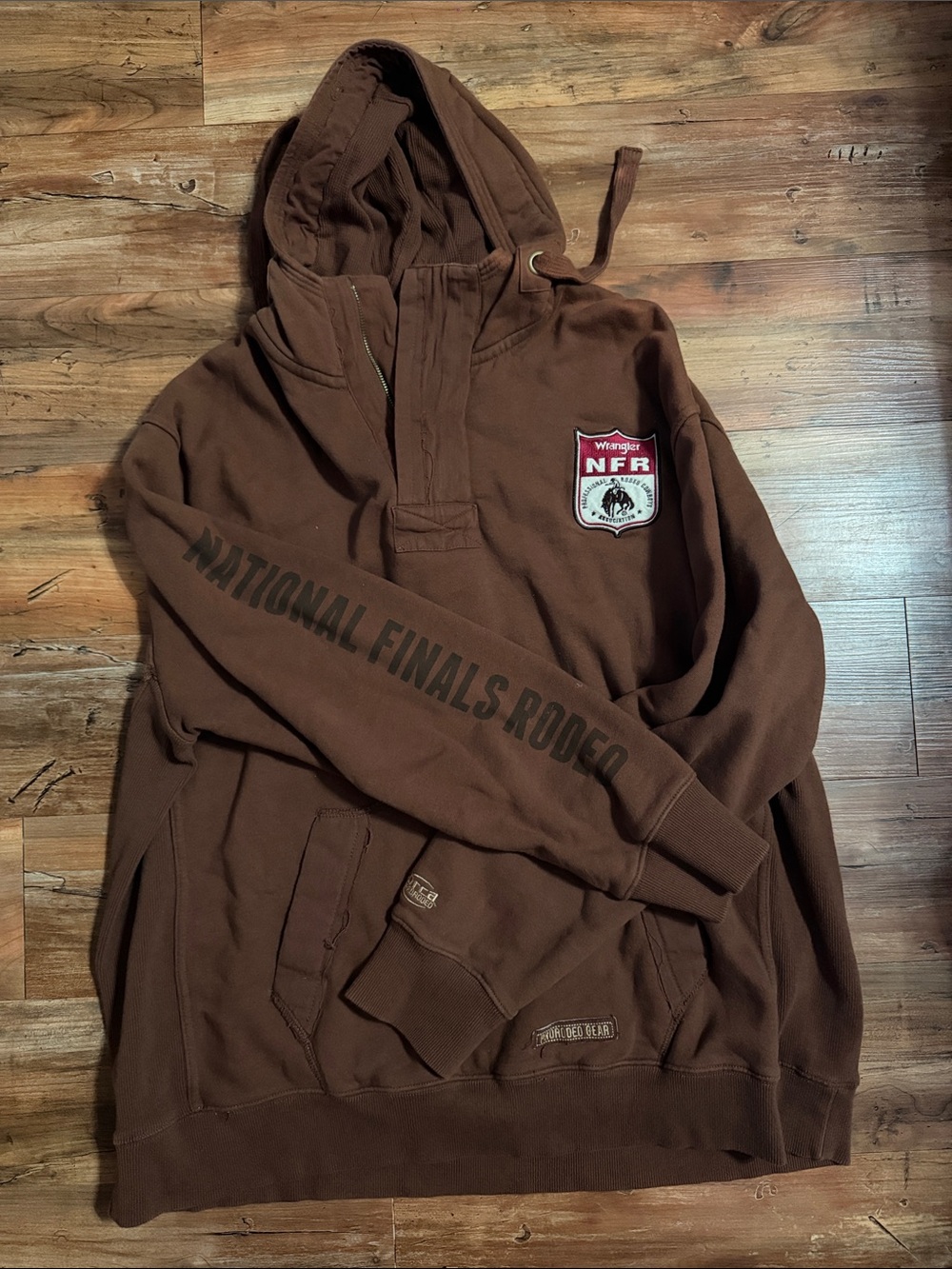 Wrangler Brown NFR Hoodie with Sleeve Logo